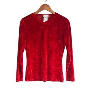 Laurel Escada Top Womens 6 Red Velour Blouse  Made In Italy Vintage